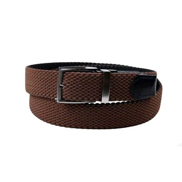 Tommy Bahama Mens Stretch Reversible Braided Belt Leather Black Brown L/XL 38-42 - Picture 2 of 12